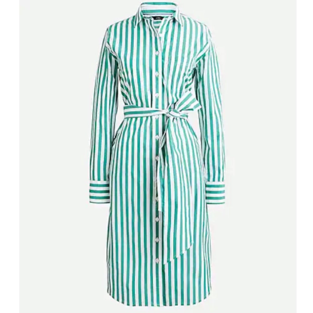 Jcrew classic stripped belted shirt dress